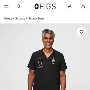 FIGS Black Chisec Three-Pocket Scrub Top